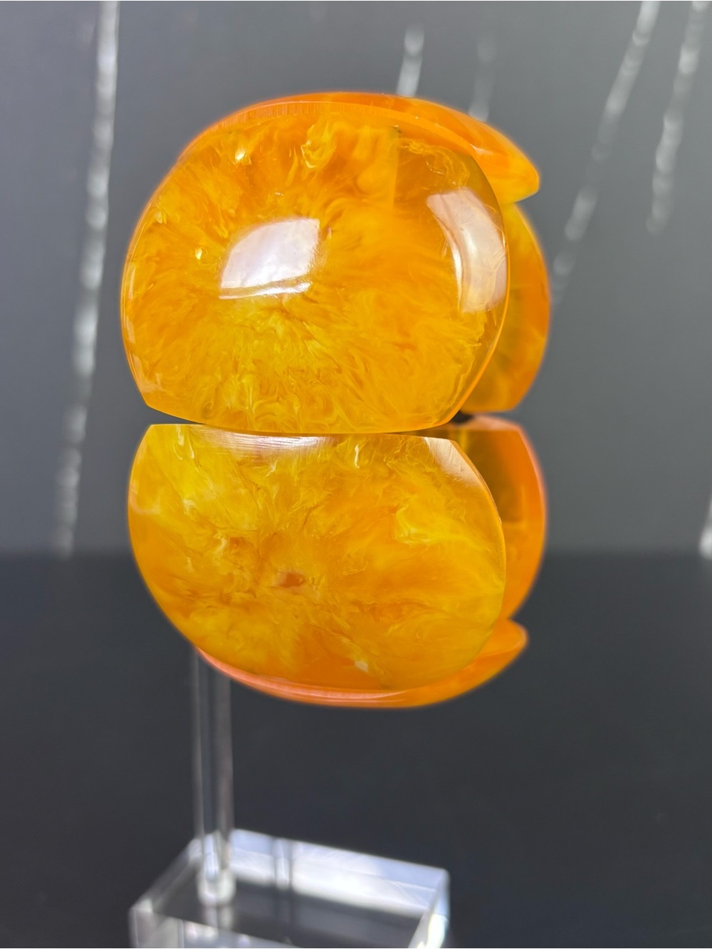 Vtg Baltic Amber Nugget Bracelet Chunky Honey Cognac Boho Statement Stackable